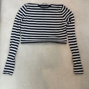 Black and white striped crop top
